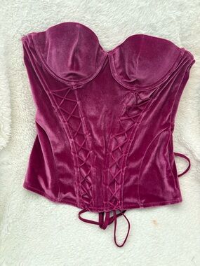 Savage X Fenty Magenta Lace-Up Bustier